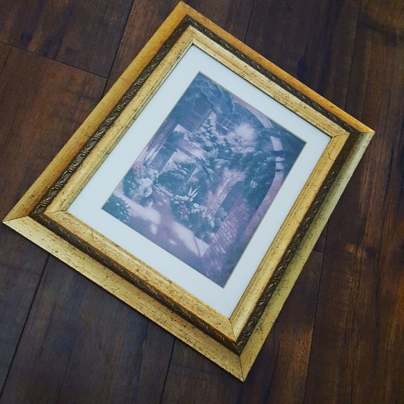 Vintage French Quarter Scene New Orleans Gold Framed Print - Picture 3 of 5